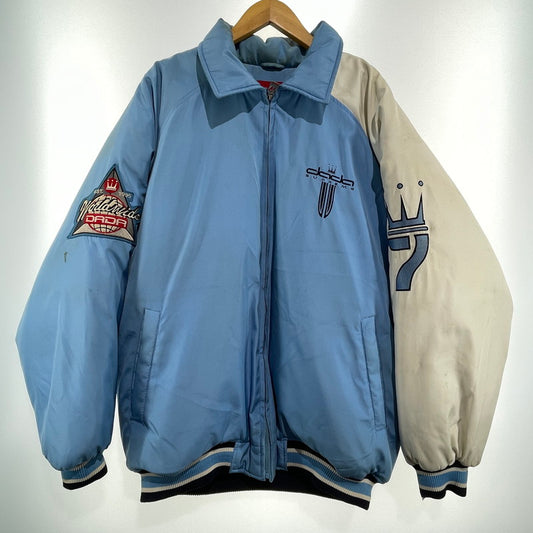 【現状渡し品】【メンズ】 DADA SUPREME 00'S ダダシュプリーム ロゴ刺繍 ダウンジャケット ヴィンテージ 145-260818-nm-95-tei サイズ：XL カラー：ブルー×ホワイト 万代Net店