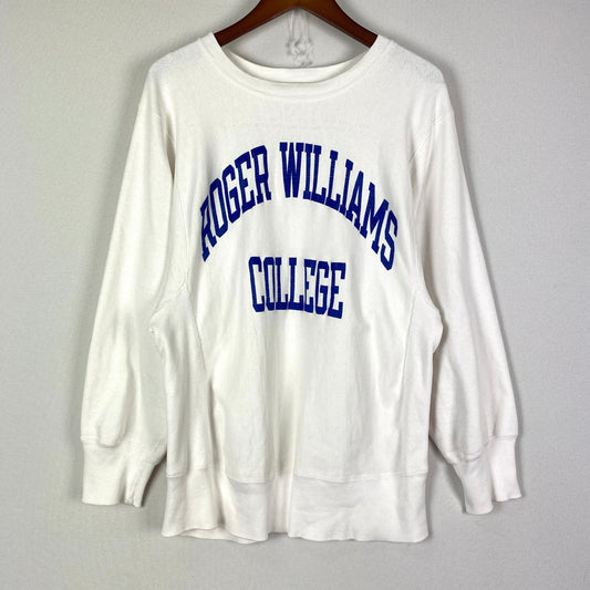 【中古品】【メンズ】 Champion チャンピオン 80's REVERSE WEAVE ROGER WILLIAMS SWEAT VINTAGE 80年代 リバースウィーブ ロジャーウィリアムズ スウェット 長袖 トップス トレーナー トリコタグ ヴィンテージ 145-251020-yy-08-tei サイズ：M カラー：ホワイト 万代Net店