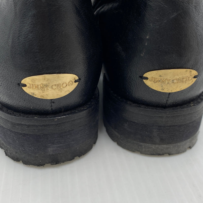 【中古品】【レディース】 JIMMY CHOO ジミーチュウ BIKER LEATHER BOOTS バイカー レザー ブーツ 靴 164-260819-sa-19-teih サイズ：34 カラー：ブラック 万代Net店