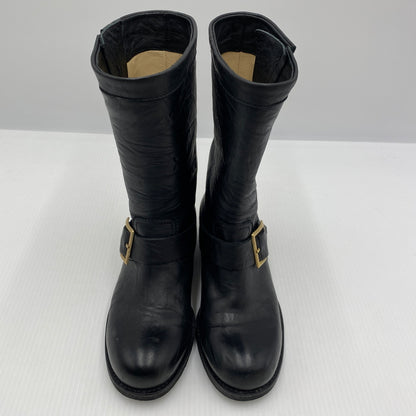【中古品】【レディース】 JIMMY CHOO ジミーチュウ BIKER LEATHER BOOTS バイカー レザー ブーツ 靴 164-260819-sa-19-teih サイズ：34 カラー：ブラック 万代Net店