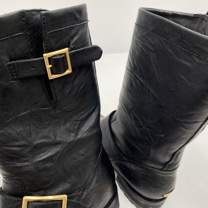 【中古品】【レディース】 JIMMY CHOO ジミーチュウ BIKER LEATHER BOOTS バイカー レザー ブーツ 靴 164-260819-sa-19-teih サイズ：34 カラー：ブラック 万代Net店