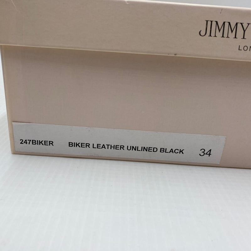 【中古品】【レディース】 JIMMY CHOO ジミーチュウ BIKER LEATHER BOOTS バイカー レザー ブーツ 靴 164-260819-sa-19-teih サイズ：34 カラー：ブラック 万代Net店