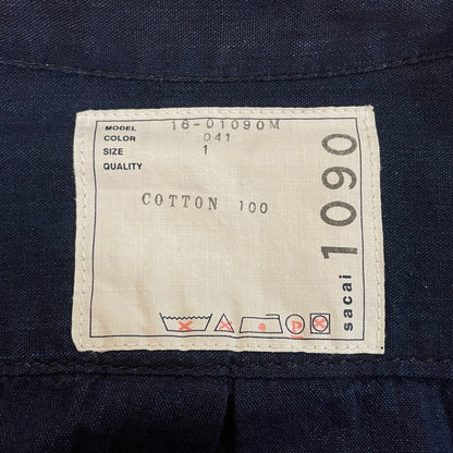 【中古品】【メンズ】 Sacai サカイ 16AW VELOUR COLLAR DRAWSTRING L/S SHIRT 16-01090M ベロアカラー ドローストリング ロングスリーブ シャツ トップス 長袖 140-251110-ts-03-tei サイズ：1 カラー：インディゴ 万代Net店