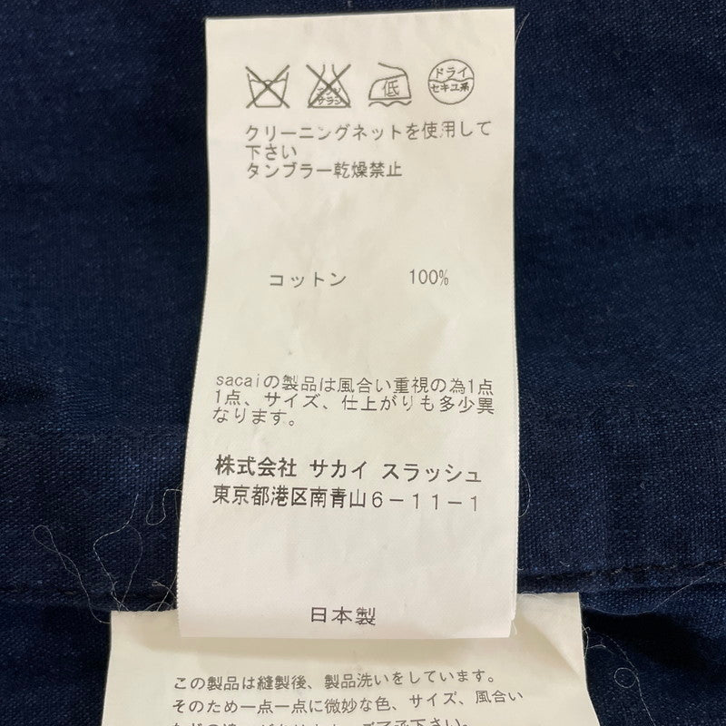 【中古品】【メンズ】 Sacai サカイ 16AW VELOUR COLLAR DRAWSTRING L/S SHIRT 16-01090M ベロアカラー ドローストリング ロングスリーブ シャツ トップス 長袖 140-251110-ts-03-tei サイズ：1 カラー：インディゴ 万代Net店