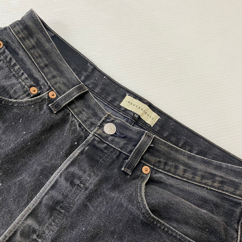 【中古品】【メンズ】 INNOCENCE NYC イノセンス BUTTON FLY DAMAGE DESIGN DENIM PANTS INDELE01 ボタンフライ ダメージ デザイン デニムパンツ ボトムス ジーンズ 153-251024-ks-14-tei サイズ：32 カラー：ブラック 万代Net店