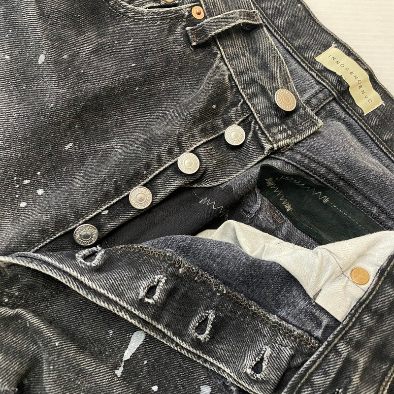 【中古品】【メンズ】 INNOCENCE NYC イノセンス BUTTON FLY DAMAGE DESIGN DENIM PANTS INDELE01 ボタンフライ ダメージ デザイン デニムパンツ ボトムス ジーンズ 153-251024-ks-14-tei サイズ：32 カラー：ブラック 万代Net店