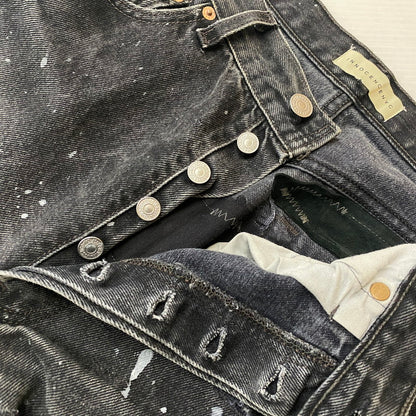 【中古品】【メンズ】 INNOCENCE NYC イノセンス BUTTON FLY DAMAGE DESIGN DENIM PANTS INDELE01 ボタンフライ ダメージ デザイン デニムパンツ ボトムス ジーンズ 153-251024-ks-14-tei サイズ：32 カラー：ブラック 万代Net店