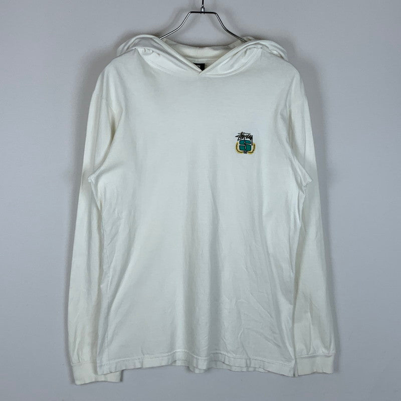 【中古品】【メンズ】 STUSSY ステューシー EMBROIDERED LOGO DETAIL PULLOVER HOODIE エンブロイダリード ロゴ ディテイル プルオーバー フーディ トップス パーカー 142-260124-yy-10-tei サイズ：M カラー：ホワイト 万代Net店