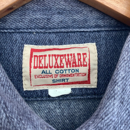 【中古品】【メンズ】 DELUXEWARE COTTON WORK LS SHIRT デラックスウェア コットンワーク長袖シャツ デニム トップス ブランド 古着 145-260725-gm-30-fuzh サイズ：不明 カラー：インディゴ 万代Net店