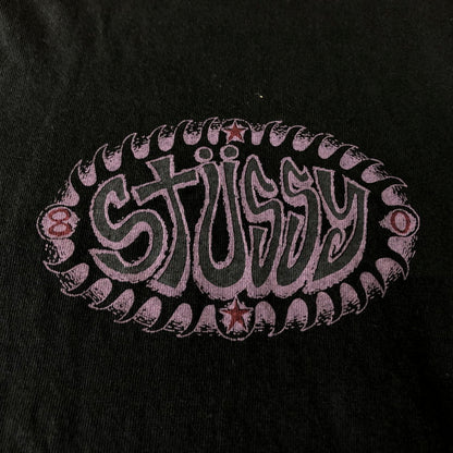 【中古品】【メンズ】 STUSSY ステューシー WAVE OVAL TEE PIGMENT DYED ウェーブ オーバル Tシャツ ピグメント ダイ 半袖 トップス 142-251120-yy-09-fuz サイズ：M カラー：ブラック 万代Net店