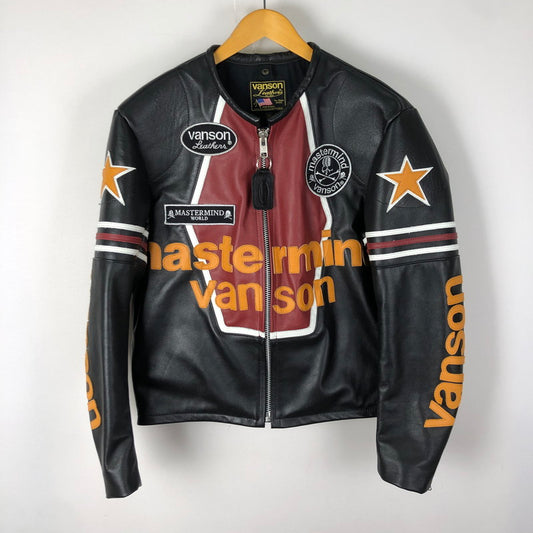 【中古品】【メンズ】 VANSON バンソン × MASTERMIND マスターマインド 別注 コラボ STAR LEATHER RIDERES JACKET MW24C12-BL102 スター レザー ライダースジャケット アウター 145-251028-yo-24-tei サイズ：42 カラー：ブラック 万代Net店