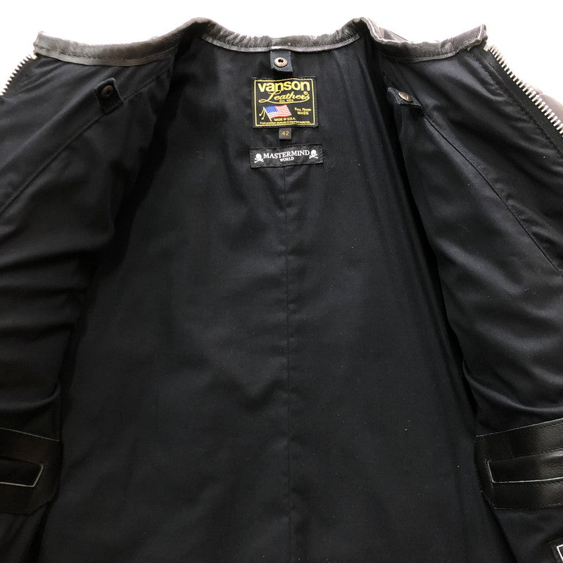 【中古品】【メンズ】 VANSON バンソン × MASTERMIND マスターマインド 別注 コラボ STAR LEATHER RIDERES JACKET MW24C12-BL102 スター レザー ライダースジャケット アウター 145-251028-yo-24-tei サイズ：42 カラー：ブラック 万代Net店