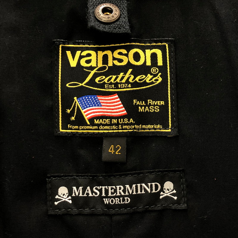 【中古品】【メンズ】 VANSON バンソン × MASTERMIND マスターマインド 別注 コラボ STAR LEATHER RIDERES JACKET MW24C12-BL102 スター レザー ライダースジャケット アウター 145-251028-yo-24-tei サイズ：42 カラー：ブラック 万代Net店