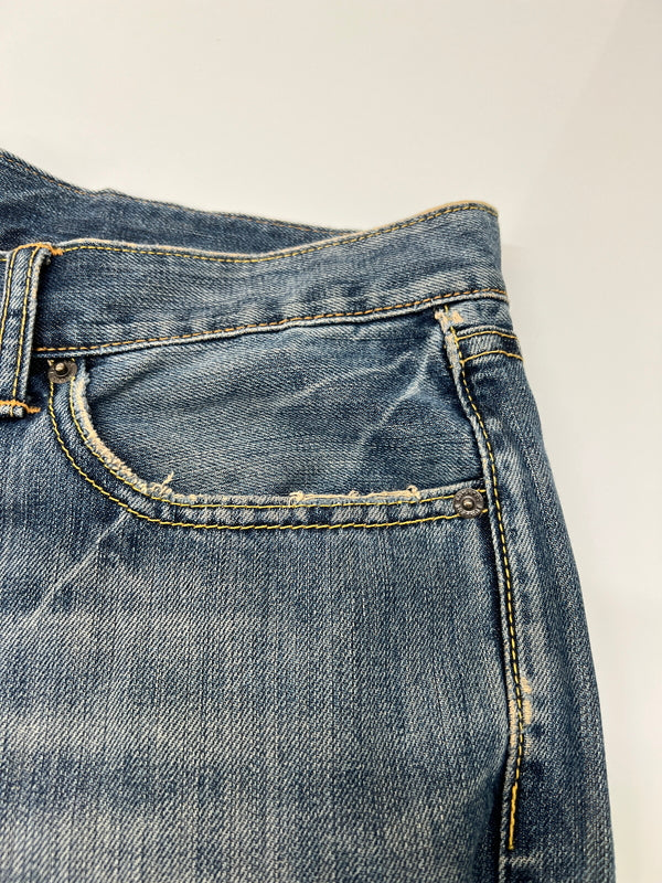 【中古品】【メンズ】 Ed Hardy by Christian Audigier エドハーディ バイ クリスチャンオジャール WASH DENIM PANTS ウォッシュ加工 デニムパンツ ボトムス ジーンズ 152-260830-kk-07-hon サイズ：34 カラー：ライトインディゴ 万代Net店