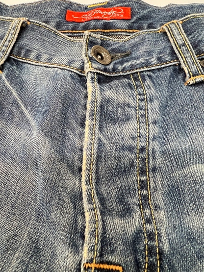 【中古品】【メンズ】 Ed Hardy by Christian Audigier エドハーディ バイ クリスチャンオジャール WASH DENIM PANTS ウォッシュ加工 デニムパンツ ボトムス ジーンズ 152-260830-kk-07-hon サイズ：34 カラー：ライトインディゴ 万代Net店