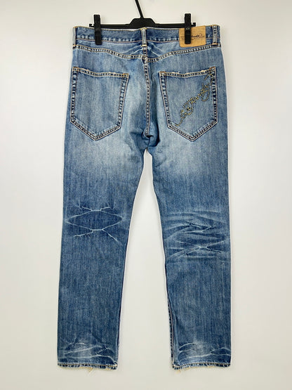 【中古品】【メンズ】 Ed Hardy by Christian Audigier エドハーディ バイ クリスチャンオジャール WASH DENIM PANTS ウォッシュ加工 デニムパンツ ボトムス ジーンズ 152-260830-kk-07-hon サイズ：34 カラー：ライトインディゴ 万代Net店