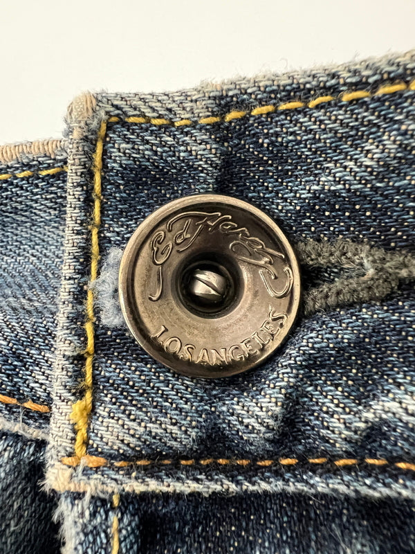 【中古品】【メンズ】 Ed Hardy by Christian Audigier エドハーディ バイ クリスチャンオジャール WASH DENIM PANTS ウォッシュ加工 デニムパンツ ボトムス ジーンズ 152-260830-kk-07-hon サイズ：34 カラー：ライトインディゴ 万代Net店