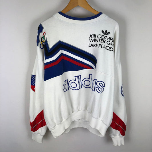 【中古品】【メンズ】 adidas アディダス 80's OLMPIC SWEAT SHIRT VINTAGE 80年代 オリンピック スウェット シャツ 長袖 トップス トレーナー ヴィンテージ 145-251028-yo-16-tei サイズ：38-40 カラー：ホワイト 万代Net店