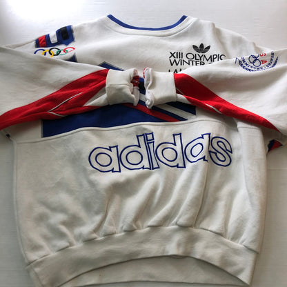 【中古品】【メンズ】 adidas アディダス 80's OLMPIC SWEAT SHIRT VINTAGE 80年代 オリンピック スウェット シャツ 長袖 トップス トレーナー ヴィンテージ 145-251028-yo-16-tei サイズ：38-40 カラー：ホワイト 万代Net店