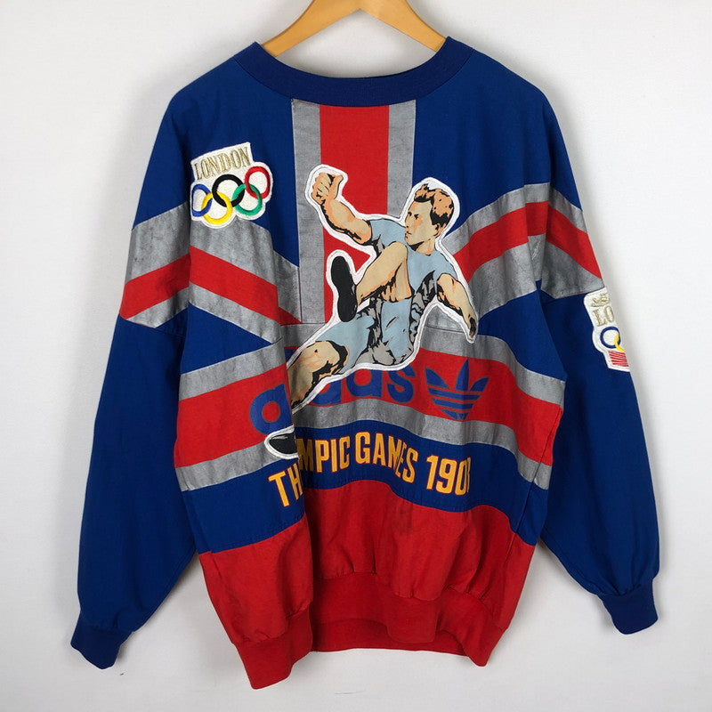 【中古品】【メンズ】 adidas アディダス 80's LONDON OLYMPIC PULLOVER SWEATSHIRT VINTAGE 80年代 ロンドンオリンピック プルオーバー スウェットシャツ 長袖 トップス トレーナー ヴィンテージ 145-251102-yy-21-tei サイズ：M カラー：ブルー 万代Net店