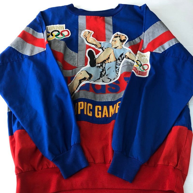 【中古品】【メンズ】 adidas アディダス 80's LONDON OLYMPIC PULLOVER SWEATSHIRT VINTAGE 80年代 ロンドンオリンピック プルオーバー スウェットシャツ 長袖 トップス トレーナー ヴィンテージ 145-251102-yy-21-tei サイズ：M カラー：ブルー 万代Net店