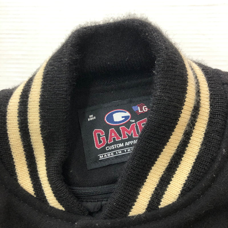 【中古品】【メンズ】 GAME SPORTSWEAR ゲームスポーツウェア WOOL LEATHER VARSITY JACKET ウール レザー バーシティ ジャケット アウター 145-251028-yo-18-tei サイズ：L カラー：ブラック 万代Net店