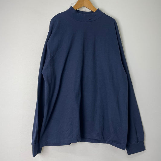 【中古品】【メンズ】 NIKE ナイキ 90’s MOCK NECK L/S T-SHIRT 90年代 モックネック ロングスリーブ Tシャツ トップス 長袖 148-251110-ts-21-tei サイズ：L カラー：ネイビー 万代Net店