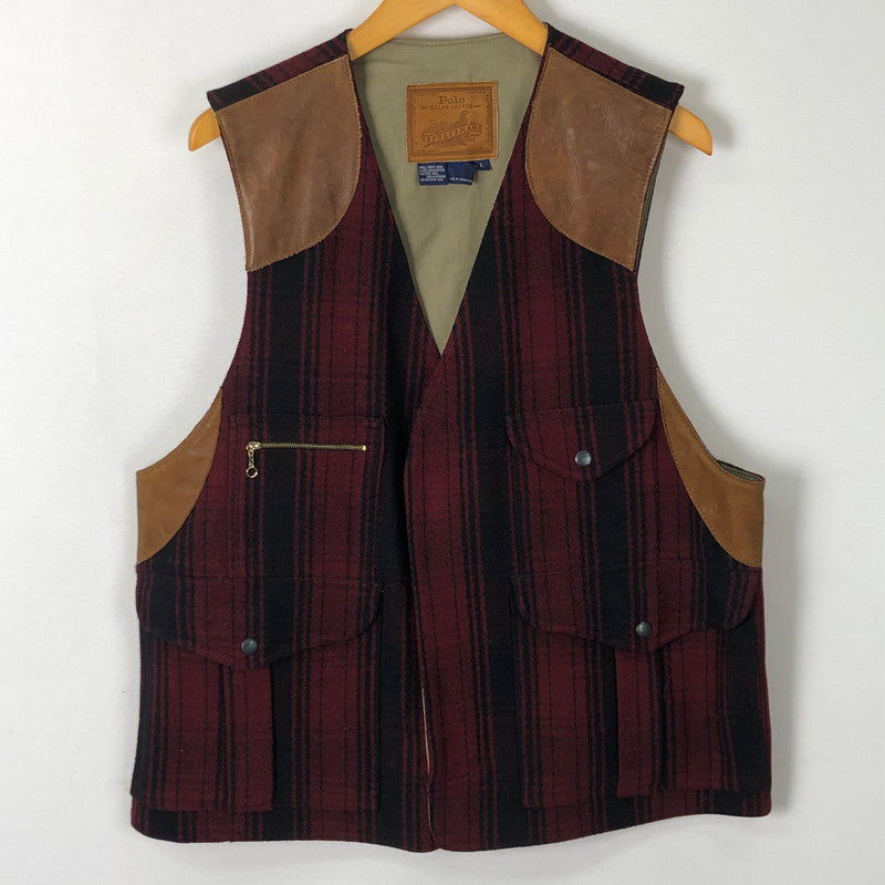 【中古品】【メンズ】 POLO RALPHLAUREN SPORTS MAN ポロラルフローレン スポーツマン WOOL HUNTING VEST ウール ハンティング ベスト ライトアウター 147-251031-yo-14-fuz サイズ：L カラー：レッド 万代Net店