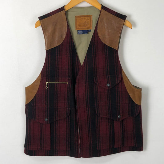 【中古品】【メンズ】 POLO RALPHLAUREN SPORTS MAN ポロラルフローレン スポーツマン WOOL HUNTING VEST ウール ハンティング ベスト ライトアウター 147-251031-yo-14-fuz サイズ：L カラー：レッド 万代Net店