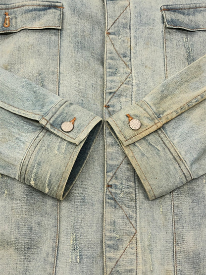 【中古品】【メンズ】 STAMPD スタンプド Distressed Denim Jacket デニムジャケット アウター 147-260819-SH-05-hon サイズ：M カラー：インディゴ 万代Net店