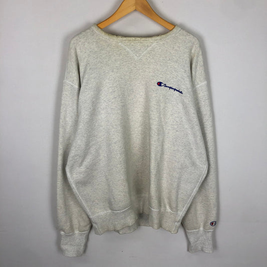 【現状渡し品】【メンズ】 Champion チャンピオン 80's L/S LOGO SWEAT VINTAGE CS1102 80年代 ロングスリーブ ロゴ スウェット 長袖 トップス トレーナー 145-251106-ks-18-tei サイズ：X0 カラー：ホワイト 万代Net店