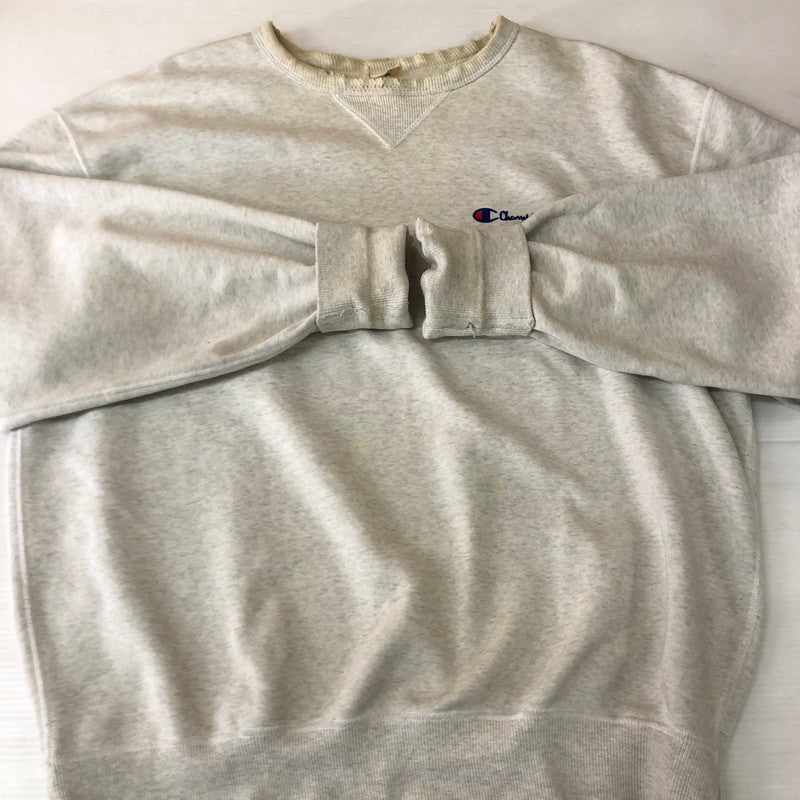 【現状渡し品】【メンズ】 Champion チャンピオン 80's L/S LOGO SWEAT VINTAGE CS1102 80年代 ロングスリーブ ロゴ スウェット 長袖 トップス トレーナー 145-251106-ks-18-tei サイズ：X0 カラー：ホワイト 万代Net店