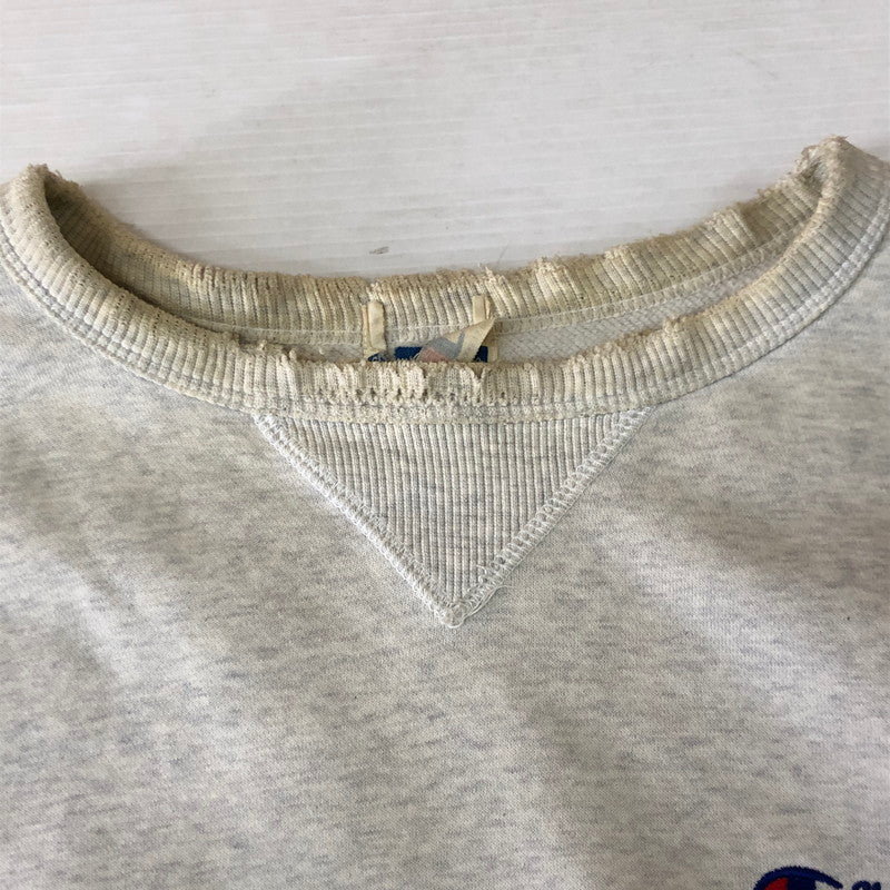 【現状渡し品】【メンズ】 Champion チャンピオン 80's L/S LOGO SWEAT VINTAGE CS1102 80年代 ロングスリーブ ロゴ スウェット 長袖 トップス トレーナー 145-251106-ks-18-tei サイズ：X0 カラー：ホワイト 万代Net店