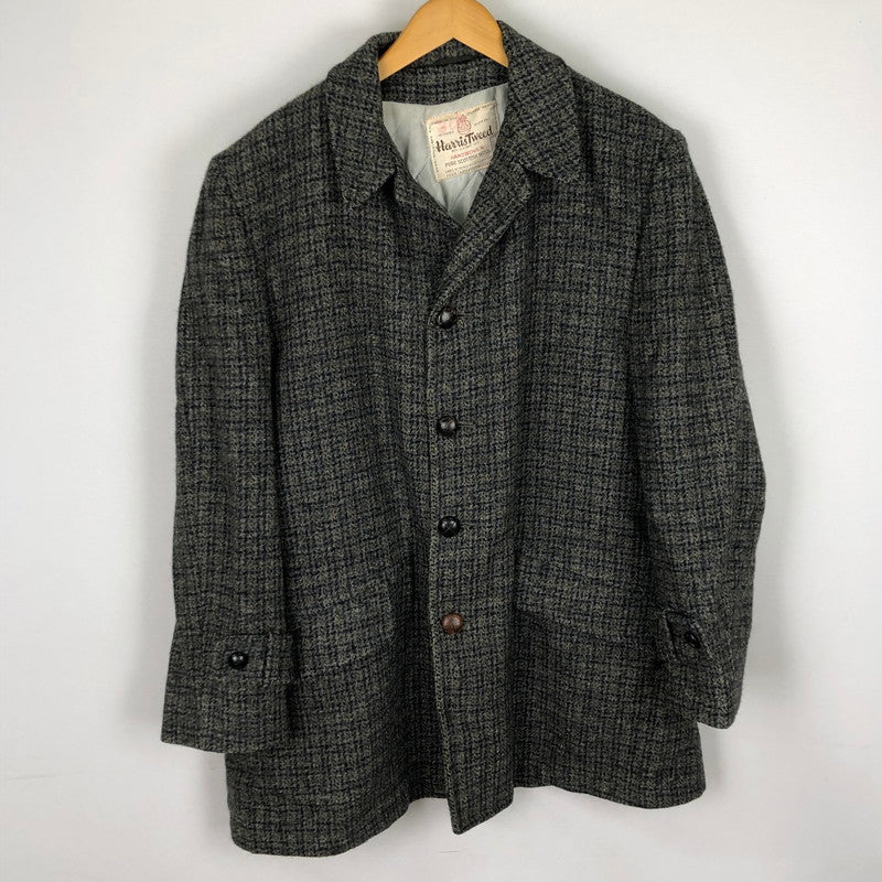 【現状渡し品】【メンズ】 HARRIS TWEED ハリスツイード 70's HERRINGBONE WOOL COAT VINTAGE 70年代 ヘリンボーン ウール コート ライトアウター 145-251109-ks-13-tei サイズ：表記サイズなし カラー：グレー 万代Net店