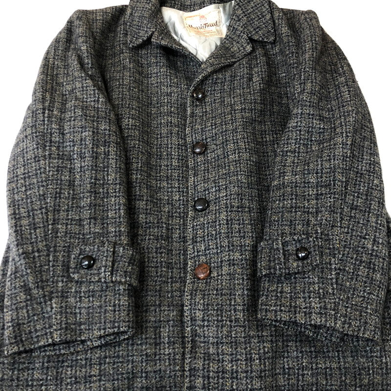 【現状渡し品】【メンズ】 HARRIS TWEED ハリスツイード 70's HERRINGBONE WOOL COAT VINTAGE 70年代 ヘリンボーン ウール コート ライトアウター 145-251109-ks-13-tei サイズ：表記サイズなし カラー：グレー 万代Net店