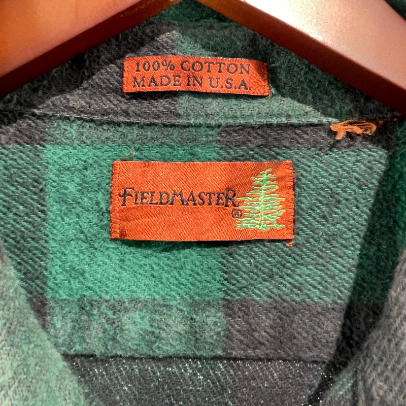 【中古品】【メンズ】 90'S ブロックチェック ネルシャツ FIELDMASTER CHECK LS SHIRT ヴィンテージ 145-260818-nm-83-tei サイズ：不明 カラー：グリーン 万代Net店