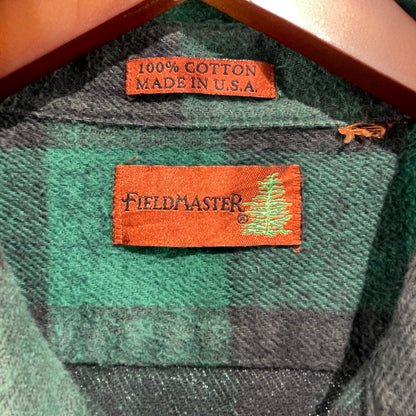 【中古品】【メンズ】 90'S ブロックチェック ネルシャツ FIELDMASTER CHECK LS SHIRT ヴィンテージ 145-260818-nm-83-tei サイズ：不明 カラー：グリーン 万代Net店