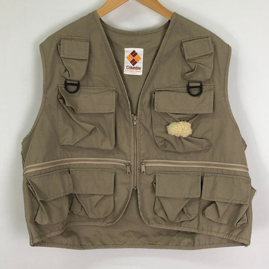 【現状渡し品】【メンズ】 Columbia コロンビア 80's FISHING VEST VINTAGE 80年代 フィッシング ベスト ライトアウター ヴィンテージ 144-251127-ts-13-tei サイズ：不明 カラー：ベージュ 万代Net店