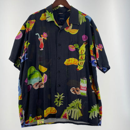 【中古品】【メンズ】 ROARK REVIVAL ロアーク リバイバル GONZO TAHITI TREAT WOVEN COMFORT FIT S/S SHIRT ゴンゾー タヒチ トリート ウーブンコンフォートフィット ショートスリーブシャツ 半袖トップス 141-260704-ss-02-tei サイズ：XL カラー：ブラック 万代Net店
