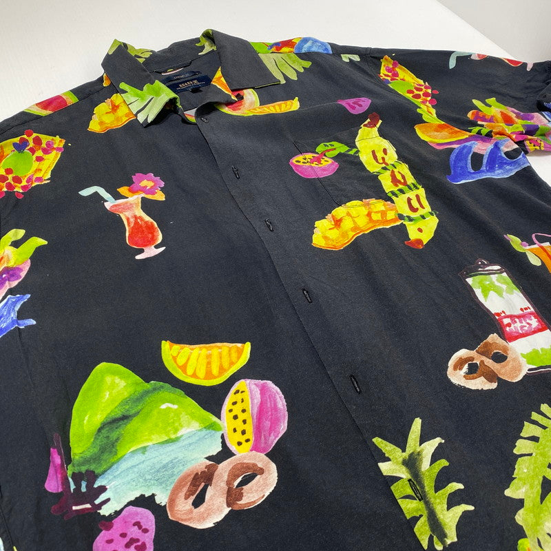 【中古品】【メンズ】 ROARK REVIVAL ロアーク リバイバル GONZO TAHITI TREAT WOVEN COMFORT FIT S/S SHIRT ゴンゾー タヒチ トリート ウーブンコンフォートフィット ショートスリーブシャツ 半袖トップス 141-260704-ss-02-tei サイズ：XL カラー：ブラック 万代Net店