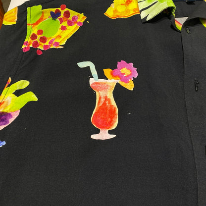 【中古品】【メンズ】 ROARK REVIVAL ロアーク リバイバル GONZO TAHITI TREAT WOVEN COMFORT FIT S/S SHIRT ゴンゾー タヒチ トリート ウーブンコンフォートフィット ショートスリーブシャツ 半袖トップス 141-260704-ss-02-tei サイズ：XL カラー：ブラック 万代Net店