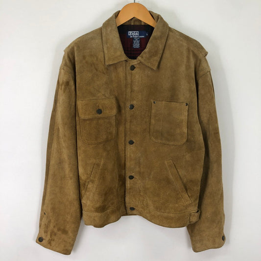 【中古品】【メンズ】 POLO RALPH LAUREN ポロ・ラルフローレン 90's SUEDE LEATHER JACKET 90年代 スエード レザー ジャケット アウター 革 147-251113-ts-27-tei サイズ：L カラー：ブラウン 万代Net店