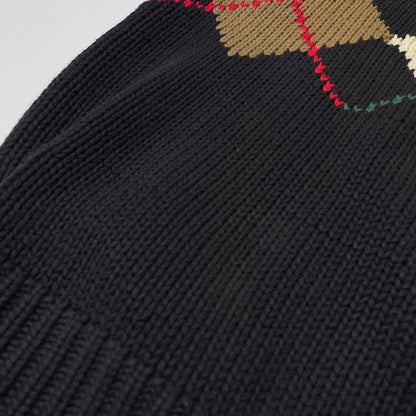【現状渡し品】【メンズ】 POLO RALPH LAUREN ポロ ラルフ ローレン 90's ARGYLE CREW KNIT 90年代 アーガイル クルー ニット 長袖 トップス 147-260805-sa-14-tei サイズ：M/※シミ汚れあり カラー：ブラック 万代Net店
