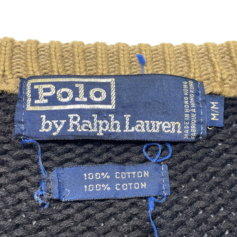 【現状渡し品】【メンズ】 POLO RALPH LAUREN ポロ ラルフ ローレン 90's ARGYLE CREW KNIT 90年代 アーガイル クルー ニット 長袖 トップス 147-260805-sa-14-tei サイズ：M/※シミ汚れあり カラー：ブラック 万代Net店