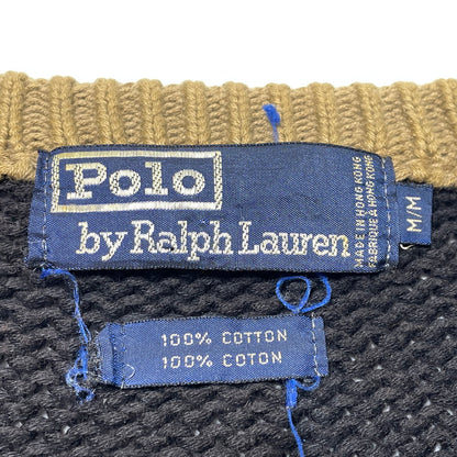 【現状渡し品】【メンズ】 POLO RALPH LAUREN ポロ ラルフ ローレン 90's ARGYLE CREW KNIT 90年代 アーガイル クルー ニット 長袖 トップス 147-260805-sa-14-tei サイズ：M/※シミ汚れあり カラー：ブラック 万代Net店