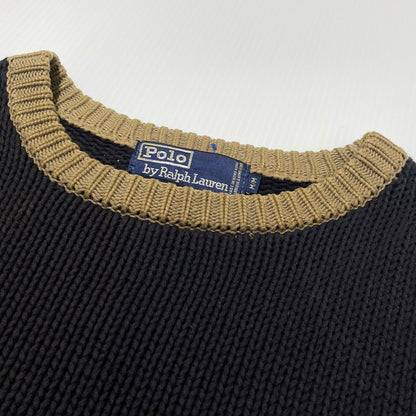 【現状渡し品】【メンズ】 POLO RALPH LAUREN ポロ ラルフ ローレン 90's ARGYLE CREW KNIT 90年代 アーガイル クルー ニット 長袖 トップス 147-260805-sa-14-tei サイズ：M/※シミ汚れあり カラー：ブラック 万代Net店