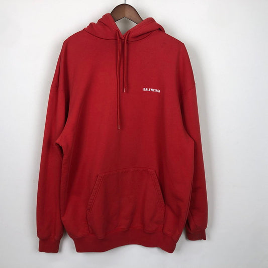 【中古品】【メンズ】 BALENCIAGA バレンシアガ 20AW BACK LOGO MEDIUM FIT HOODIE バックロゴ ミディアム フィット フーディ 長袖 トップス プルオーバー パーカー 141-251114-yo-04-tei サイズ：S カラー：レッド 万代Net店