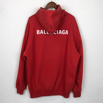 【中古品】【メンズ】 BALENCIAGA バレンシアガ 20AW BACK LOGO MEDIUM FIT HOODIE バックロゴ ミディアム フィット フーディ 長袖 トップス プルオーバー パーカー 141-251114-yo-04-tei サイズ：S カラー：レッド 万代Net店