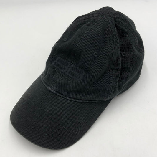 【中古品】【メンズ】 BALENCIAGA バレンシアガ 22AW BB LOGO CAP BB ロゴ キャップ 帽子 ロゴ刺繍 ヴィンテージ加工 183-251116-yy-09-tei サイズ：L カラー：ブラック 万代Net店