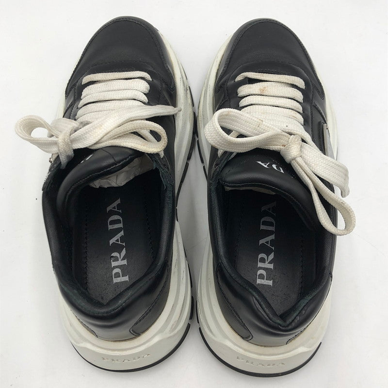 【中古品】【レディース】 PRADA プラダ プラックス01 レザー スニーカー 1E804M スニーカー 靴 182-251116-yy-07-tei サイズ：34 1/2 カラー：ブラック 万代Net店
